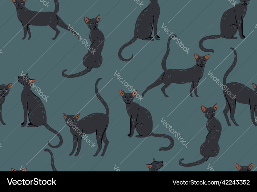 Nahtloses Muster mit orientalischen Katzen Bild Nahtloses Muster mit orientalischen Katzen Bild vektorbild