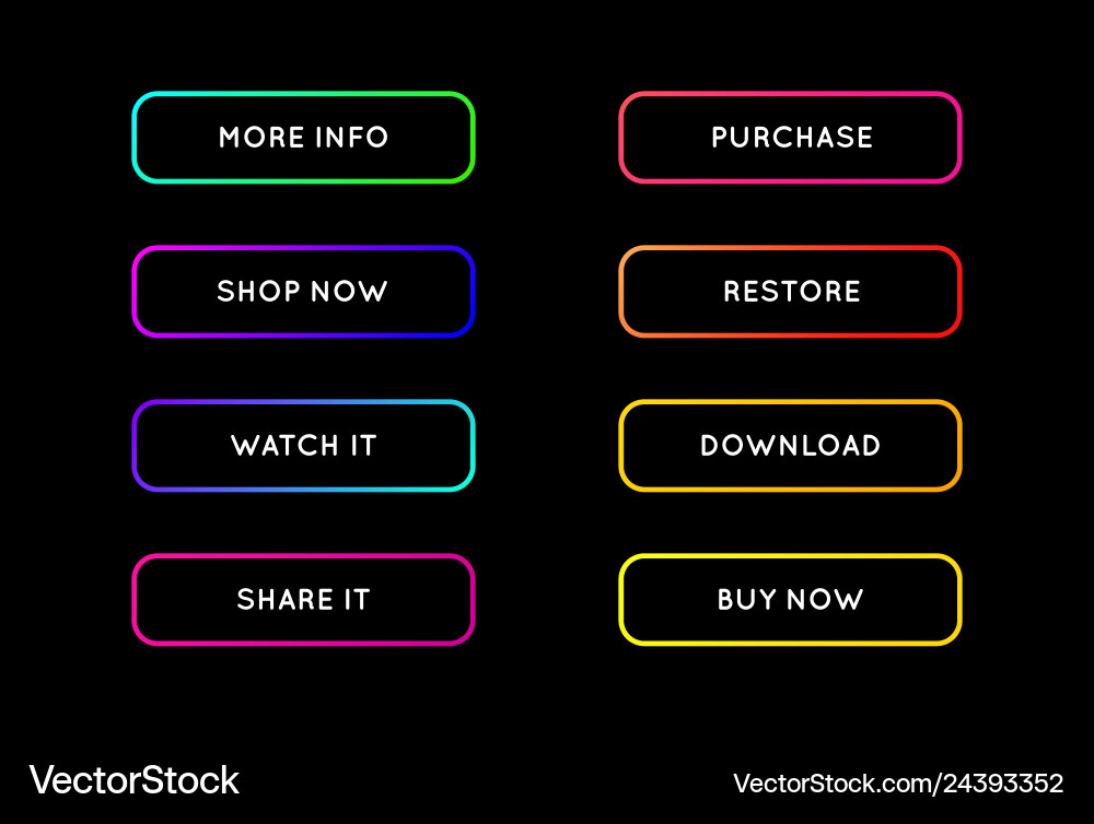 Neon App Buttons - Modern Gradient vector image