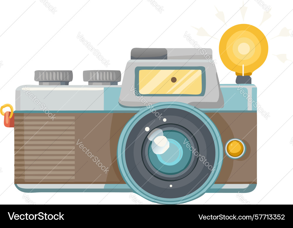 Retro style camera with flash design generative vector image
