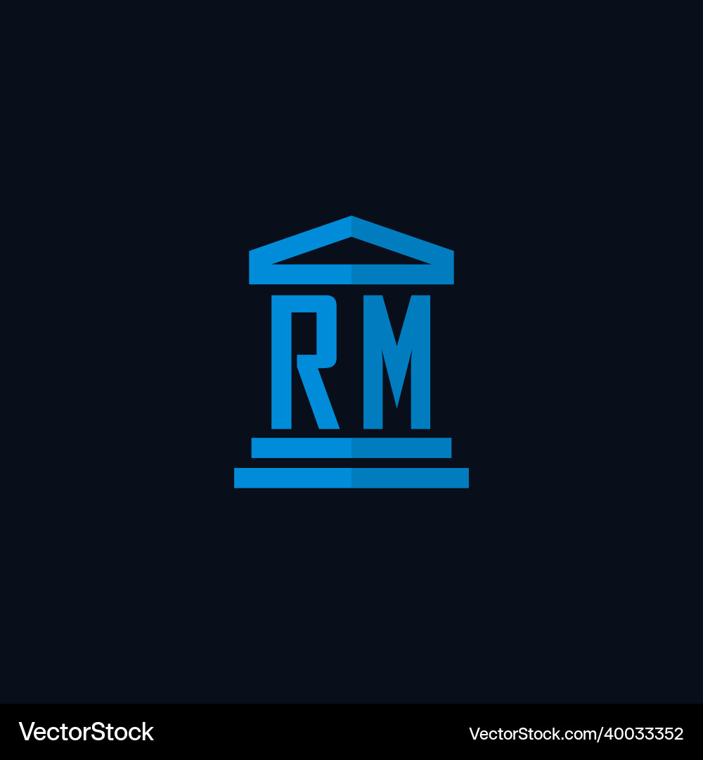 Rm initial logo monogram with simple courthouse Rm initial logo monogram with simple courthouse Vector Image