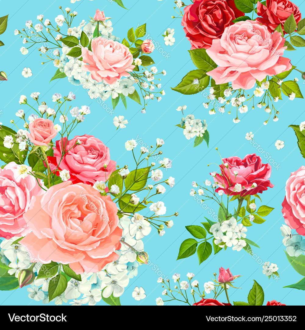 Seamless pattern with rose flowers Seamless pattern with rose flowers vector image