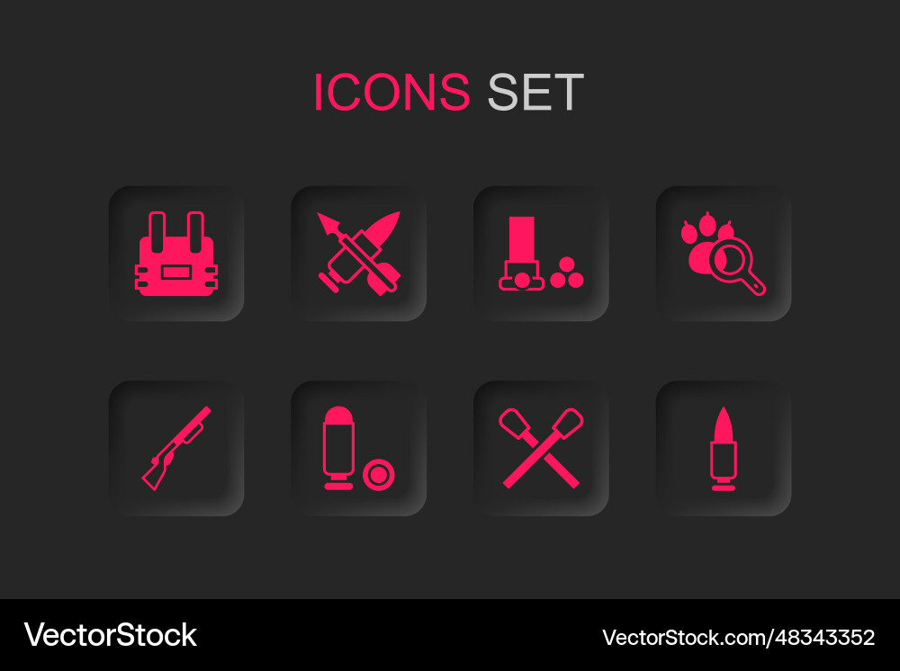 Set bullet crossed with arrow bulletproof Vector Image