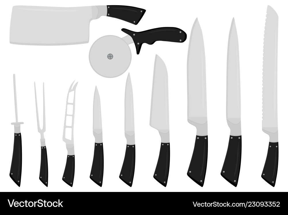 Set different types knives size Set different types knives size Vector Image