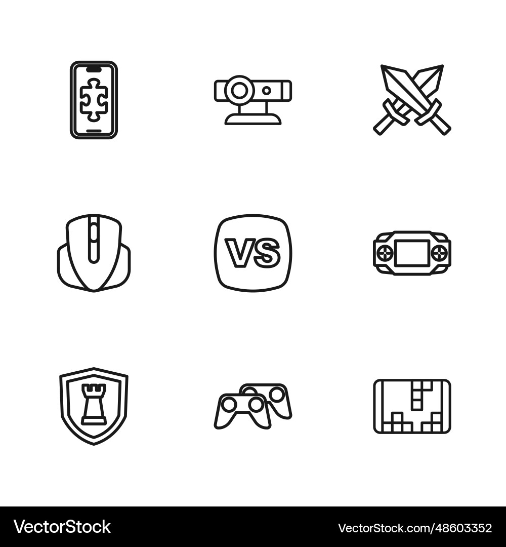 Set line game controller or joystick portable Set line game controller or joystick portable vector image