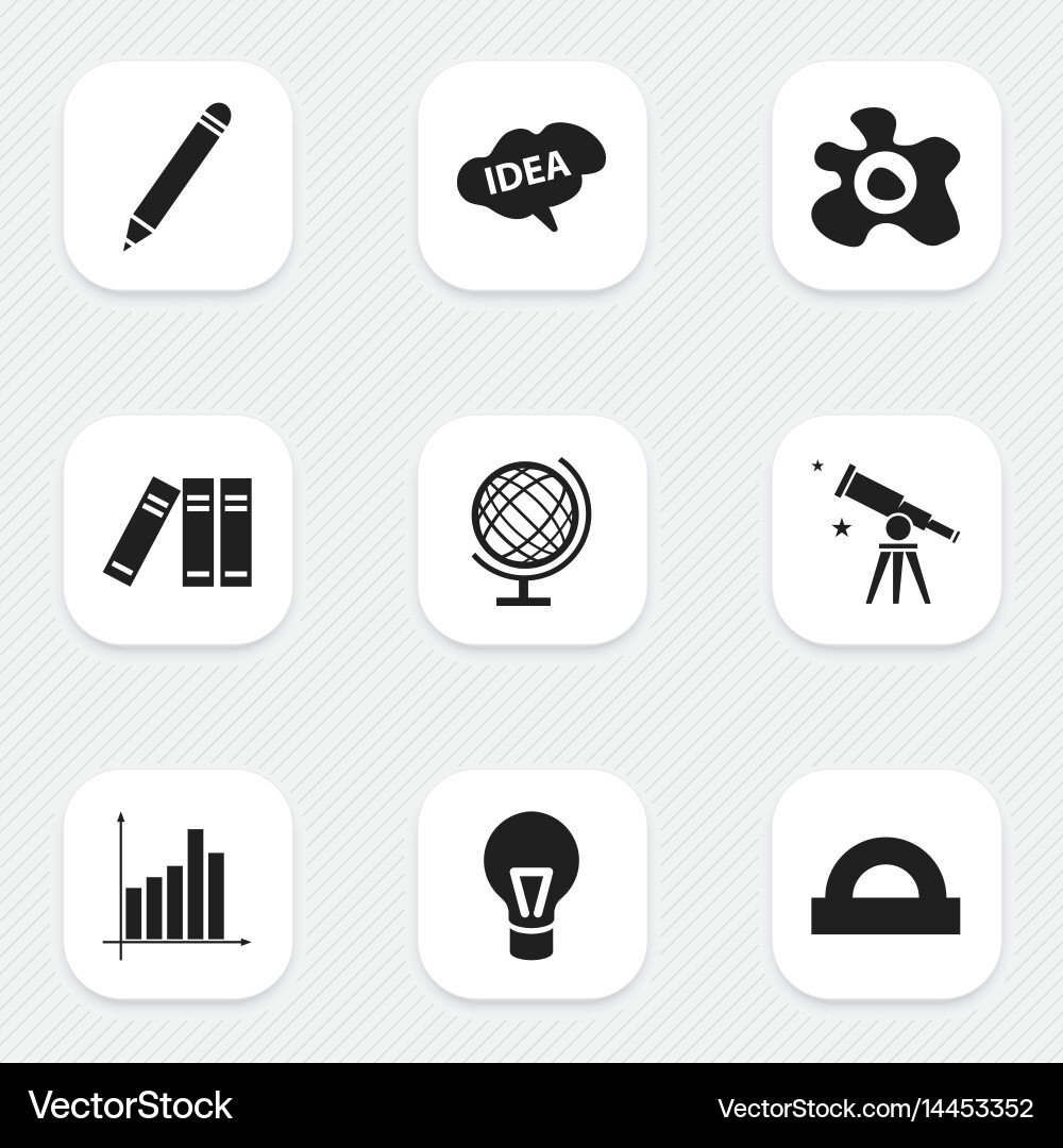 Set of 9 editable university icons includes vector image