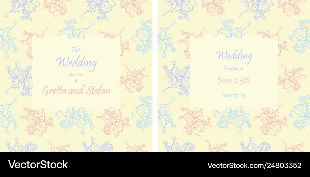 Wedding invitation template hand-drawn a retro Vector Image