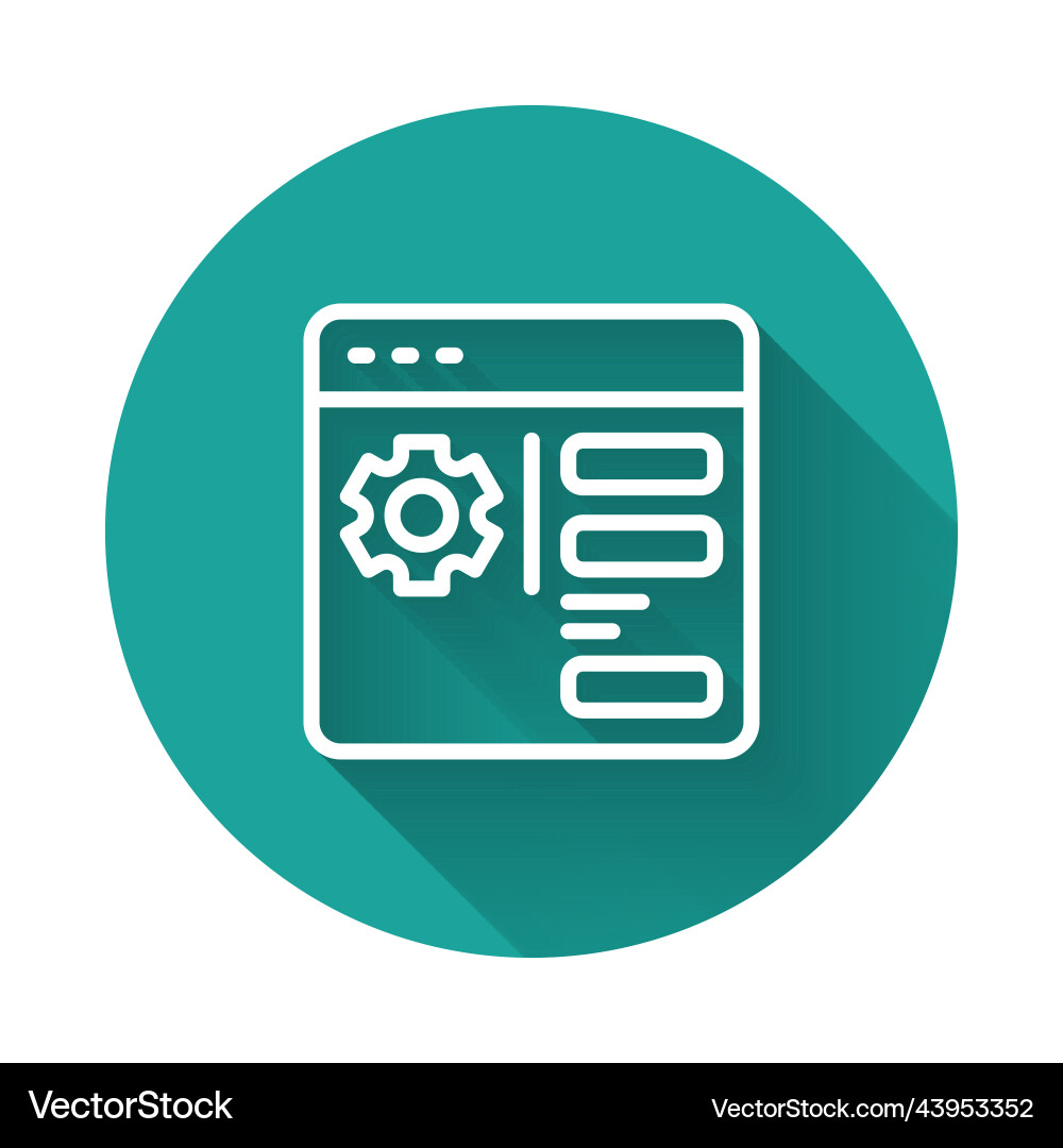 White line browser setting icon isolated with long White line browser setting icon isolated with long vector image