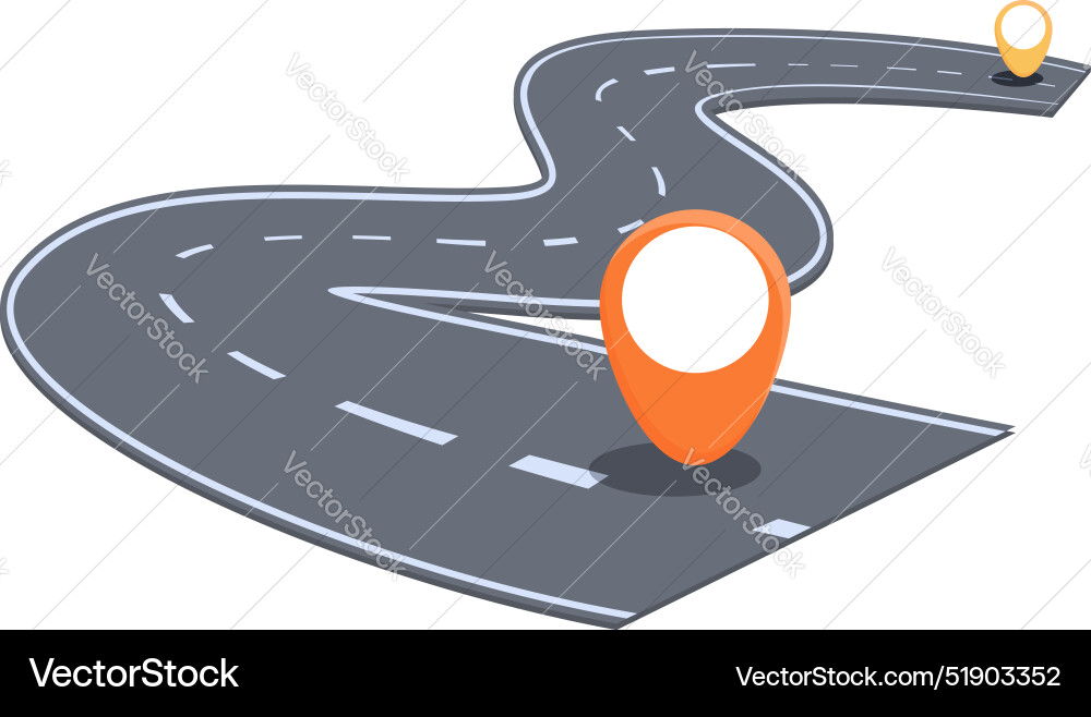 Winding road leading to destination marked Vector Image