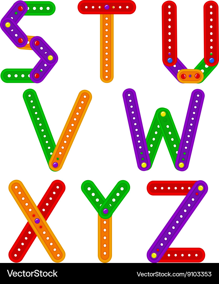 Alphabet from constructor s to z vector image