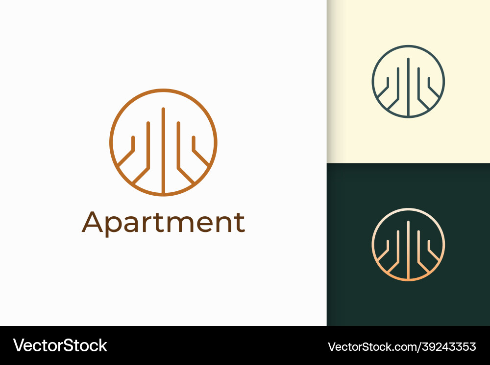 Building or apartment logo in simple line shape Vector Image