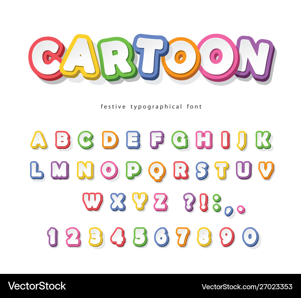 Cartoon bright font for kids paper cut out abc Cartoon bright font for kids paper cut out abc vector image