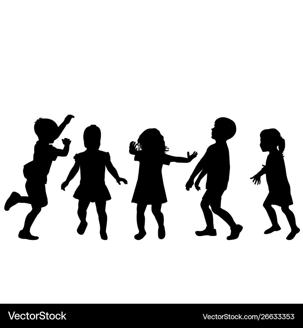 Children Silhouettes Playing Vector Image