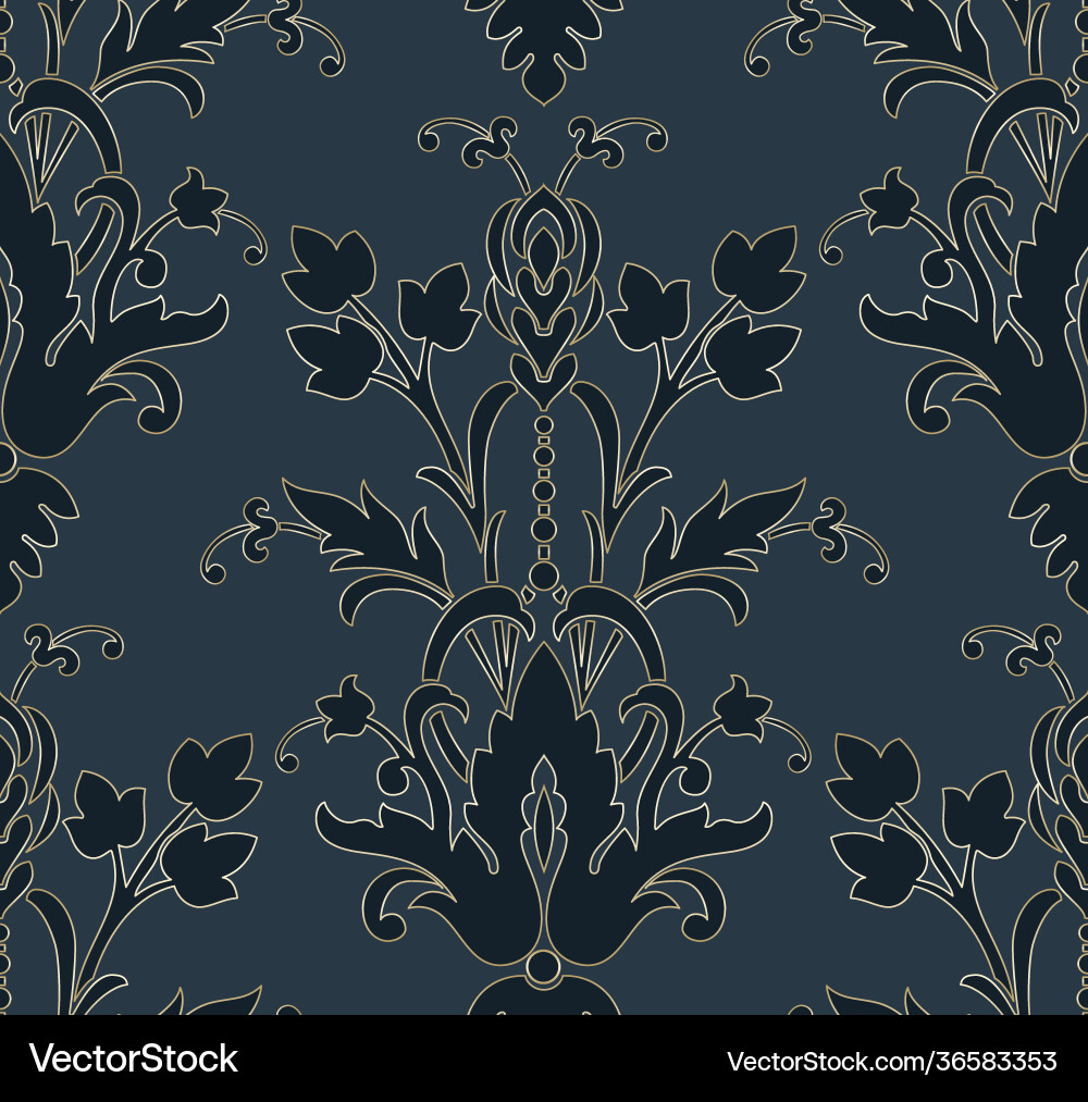Damask seamless pattern element classical Damask seamless pattern element classical vector image