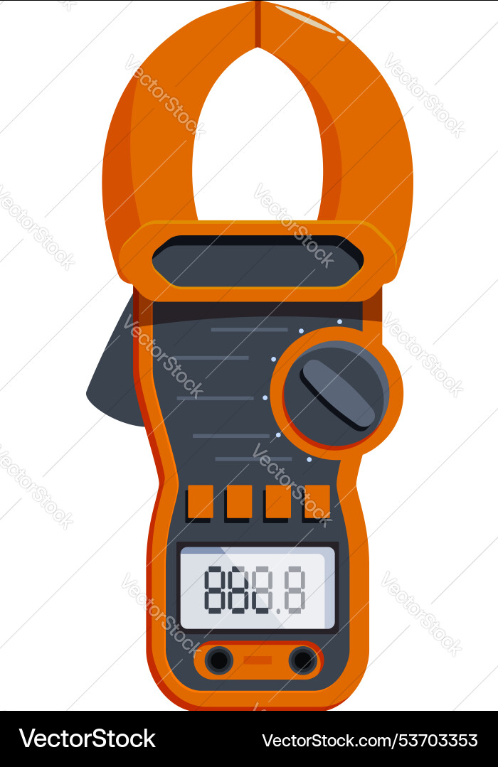Digital clamp meter showing measurement result Digital clamp meter showing measurement result Vector Image