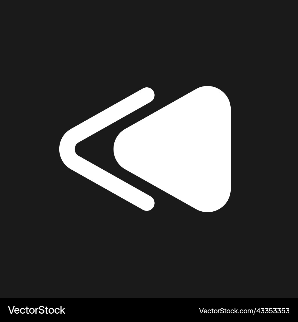 Fast reverse button dark mode glyph ui icon Fast reverse button dark mode glyph ui icon vector image
