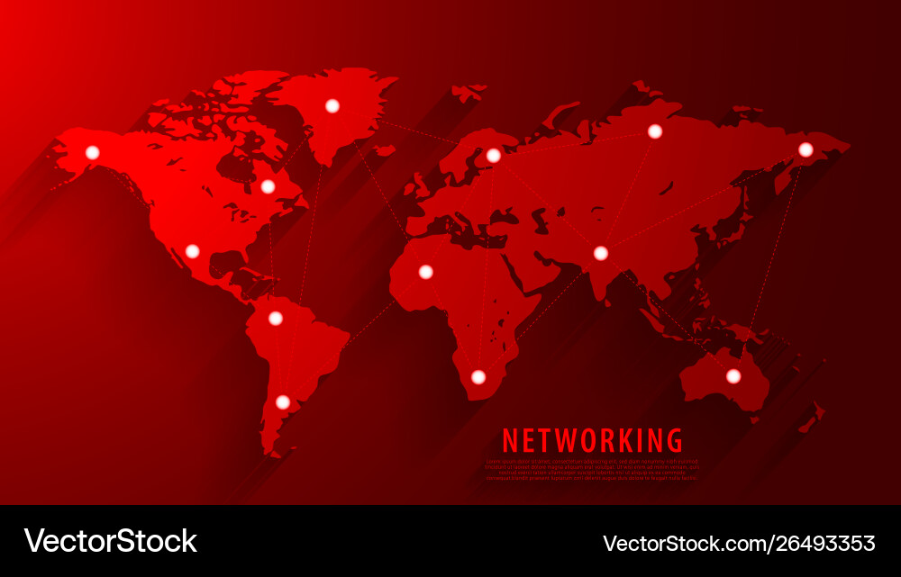 Global network connection background red world Global network connection background red world vector image