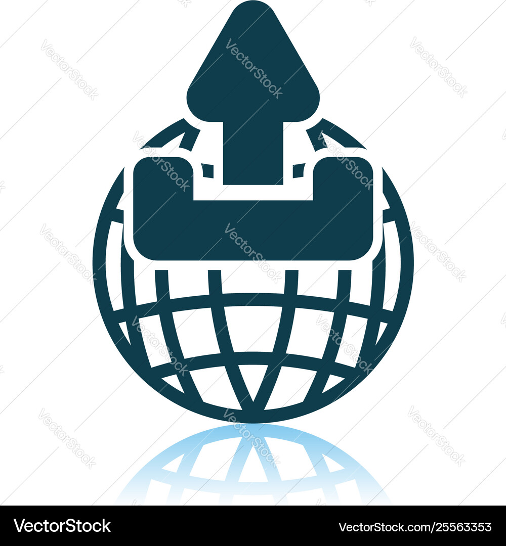 Globe with upload symbol icon Globe with upload symbol icon vector image