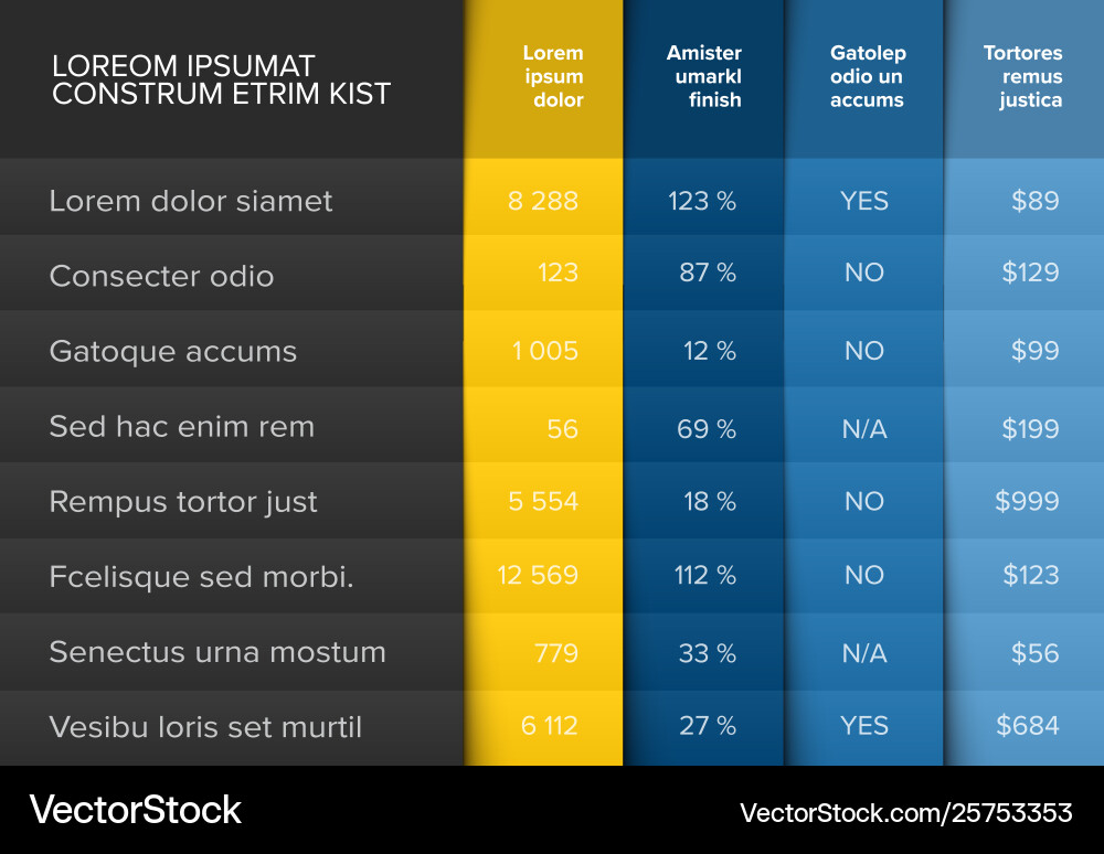 Modern Table Layout Template vector image