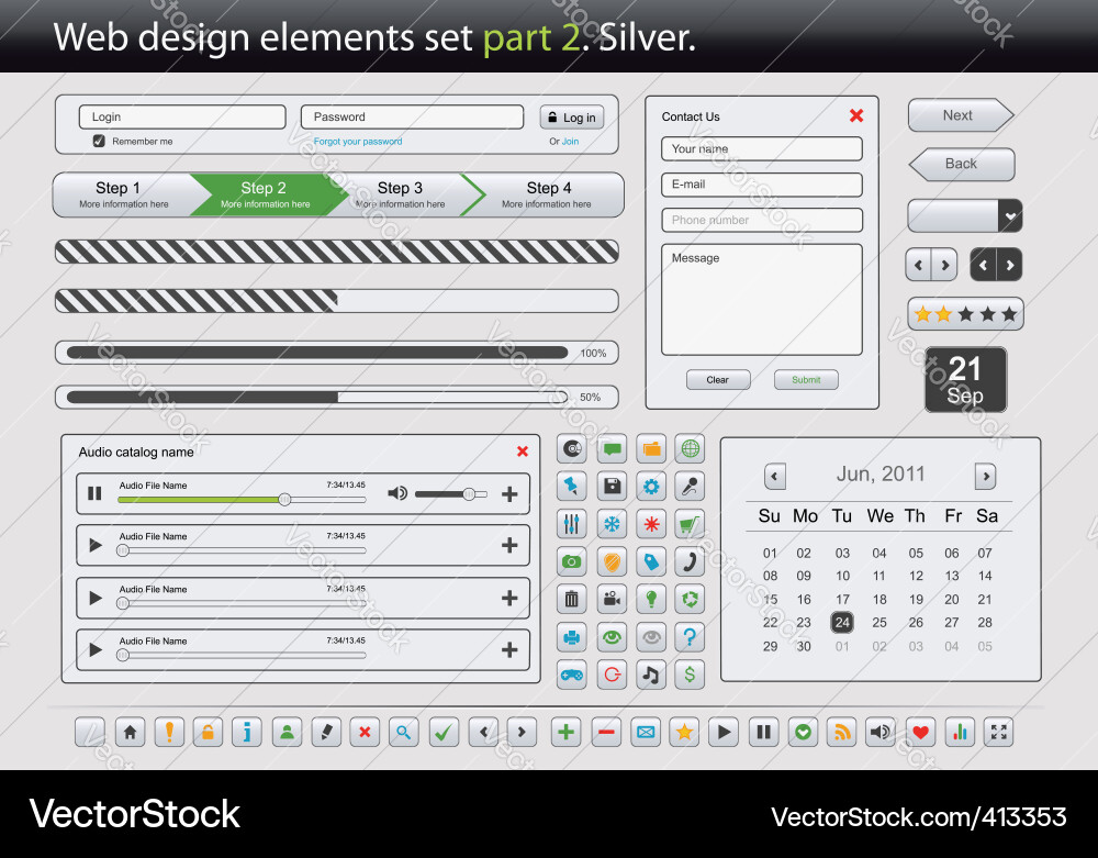 Modern Web UI Elements Pack Vector Image