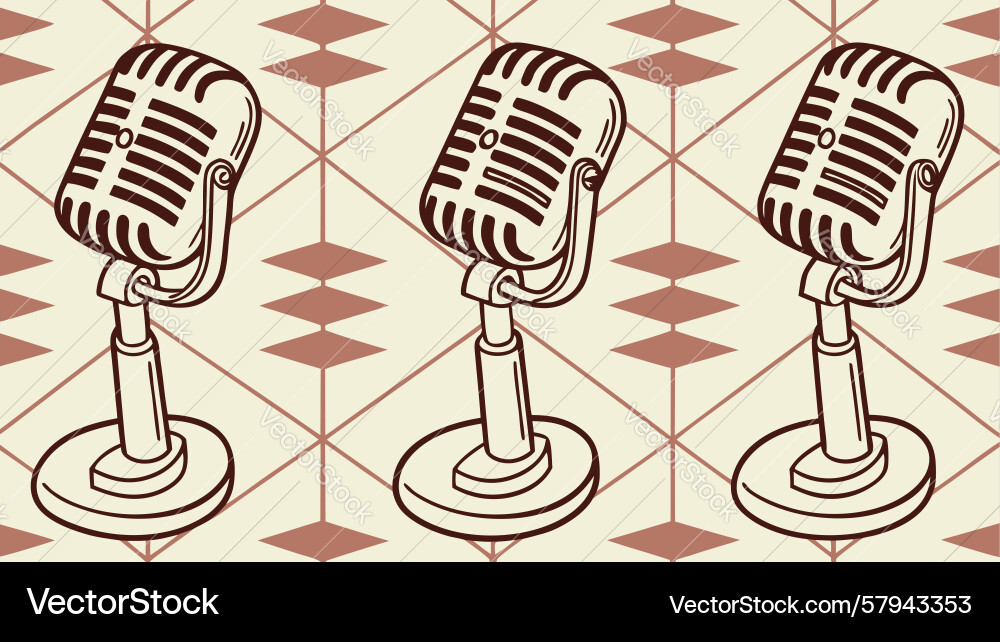 Retro Microphone Pattern Vector Image