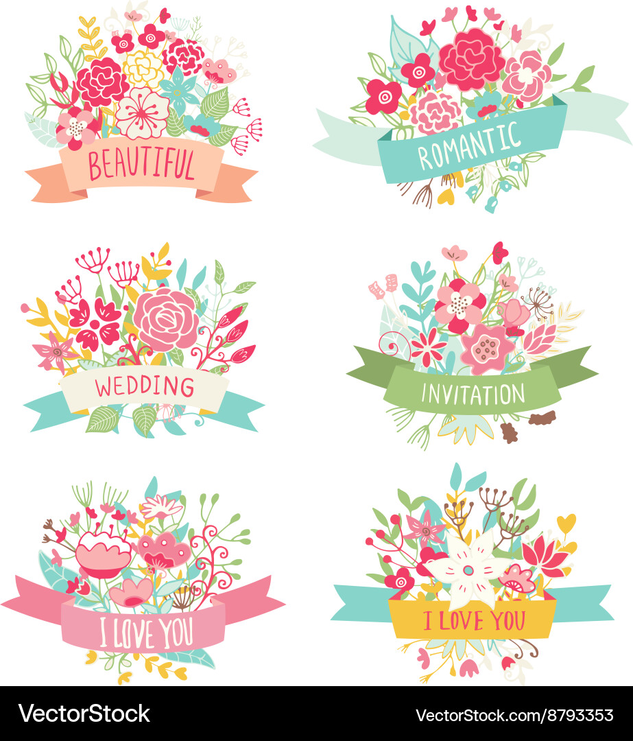 Romantic Floral Wedding Collection vector image