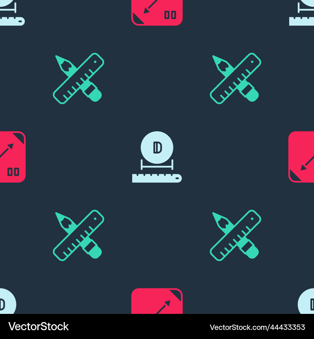 Set diagonal measuring diameter and crossed ruler Vector Image