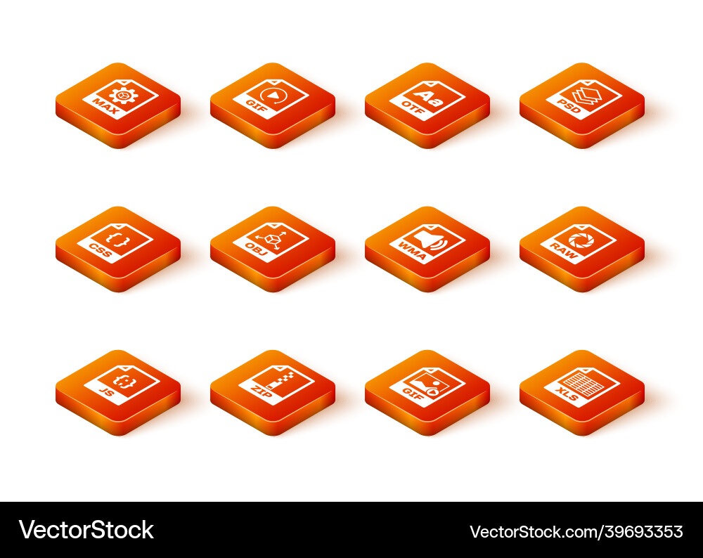 Set js file document zip css obj gif and wma vector image