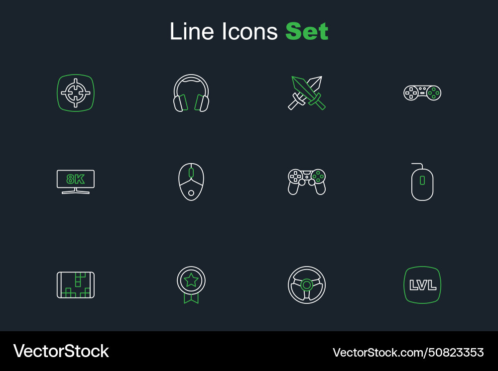 Set line level game racing simulator rating Vector Image