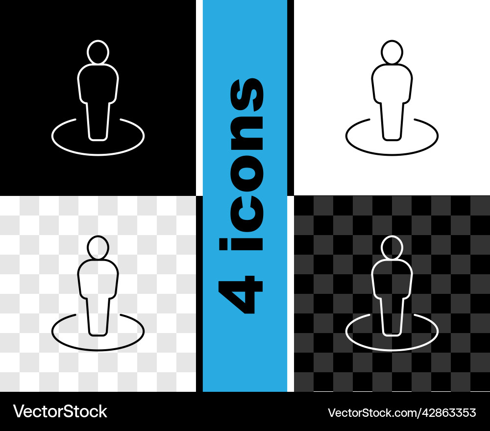 Set line map marker with a silhouette of person Set line map marker with a silhouette of person vector image