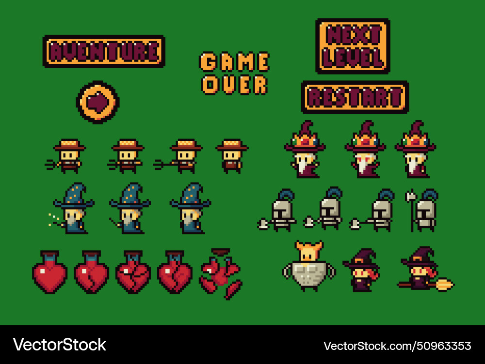 Set of minimalistic pixel art objects Set of minimalistic pixel art objects vector image