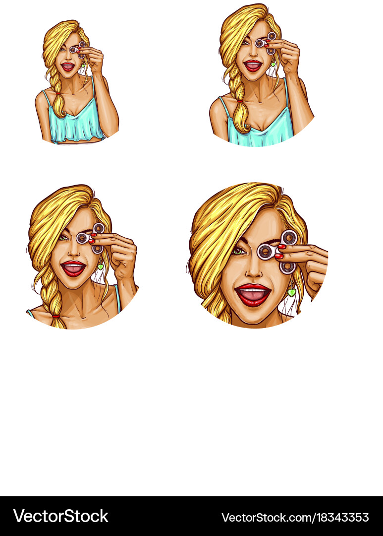 Set of pop art round avatar icons for users Vector Image
