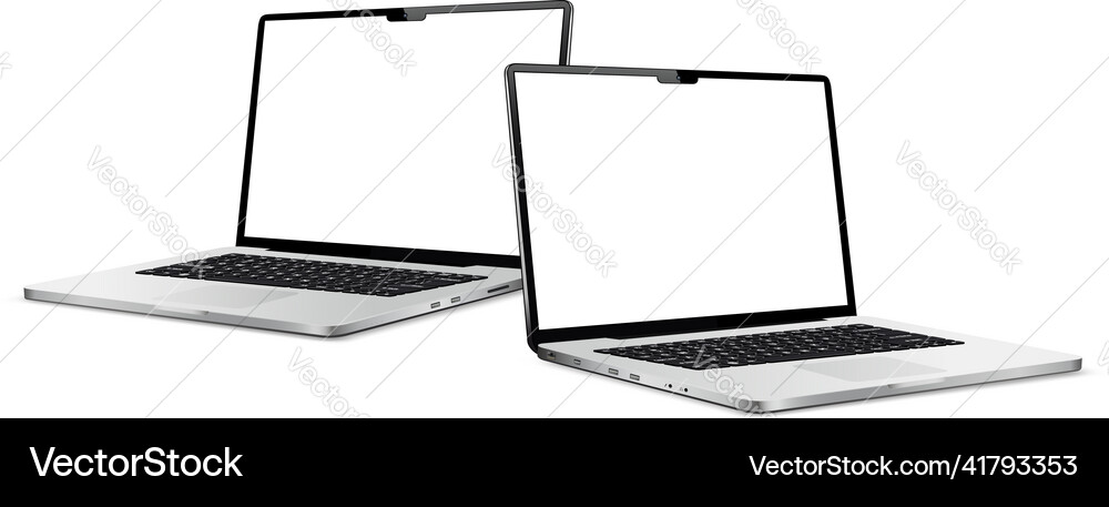 Two laptops with blank screen mock up Two laptops with blank screen mock up Vector Image
