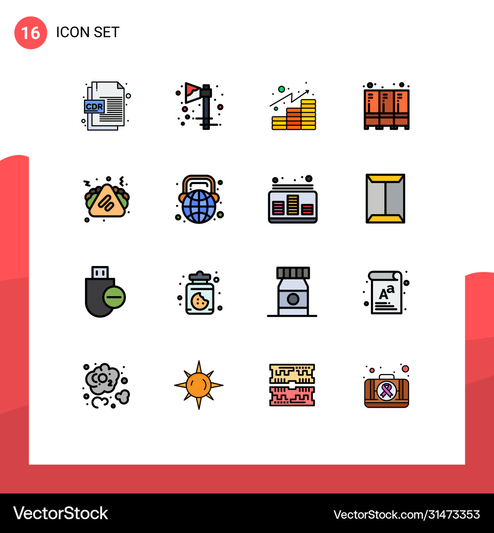 User interface pack 16 basic flat color filled Vector Image