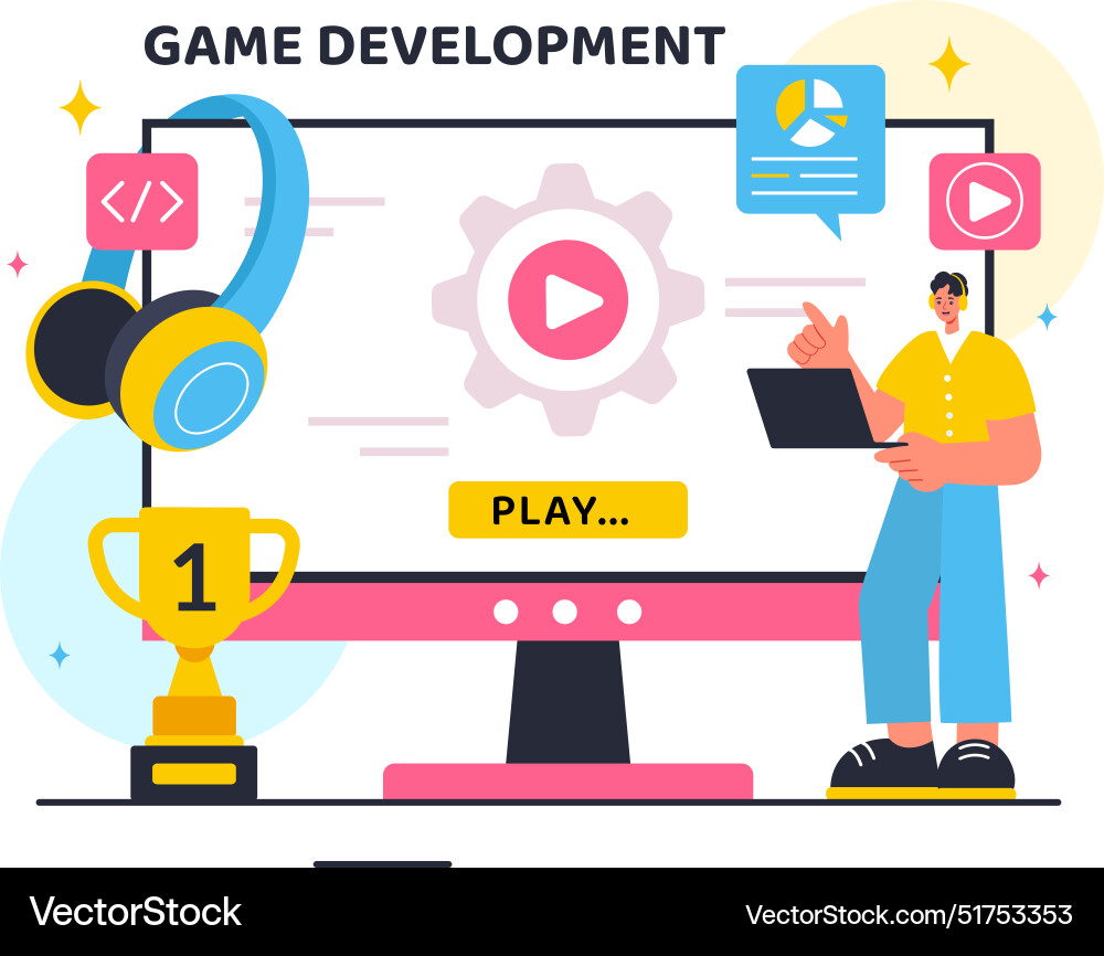 Video game development with games digital Vector Image