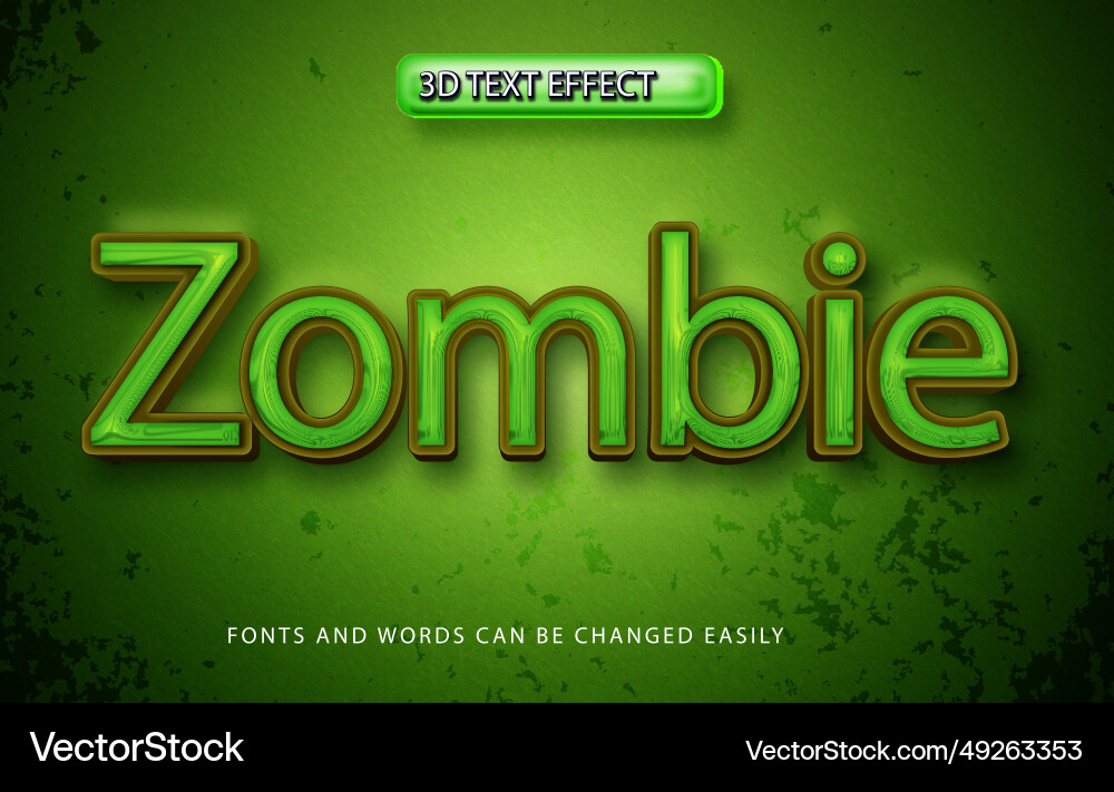 Zombie 3d editable text effect style Vector Image