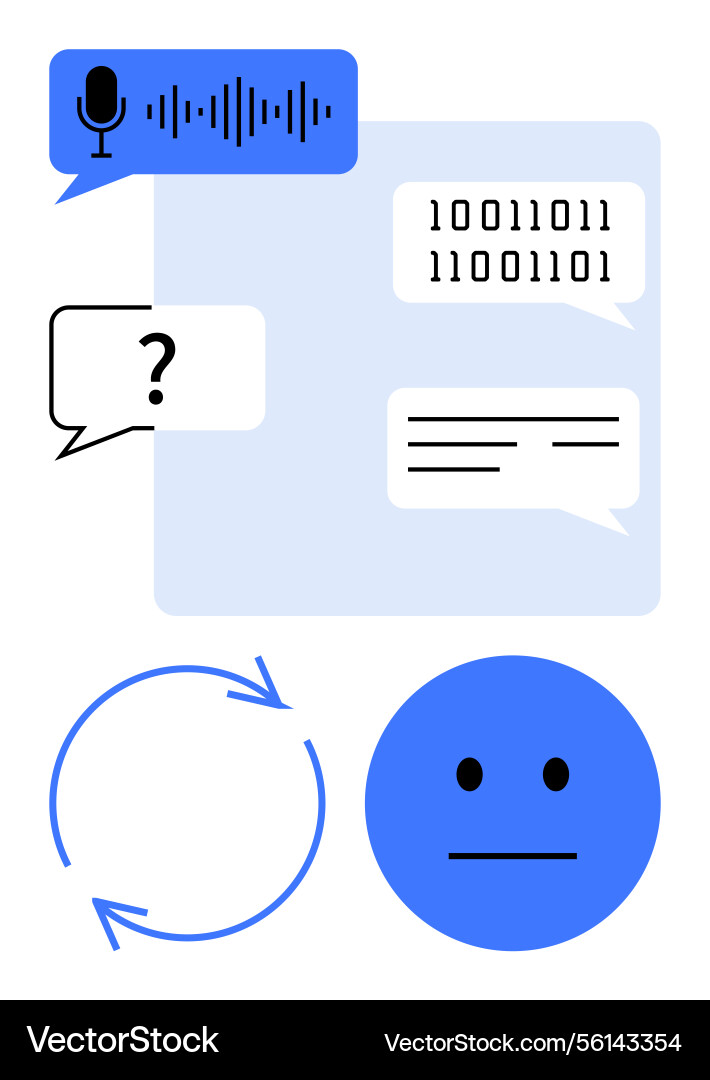 Ai-powered communication process with voice input vector image