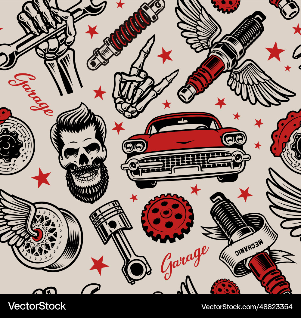 Auto parts seamless background Royalty Free Vector Image