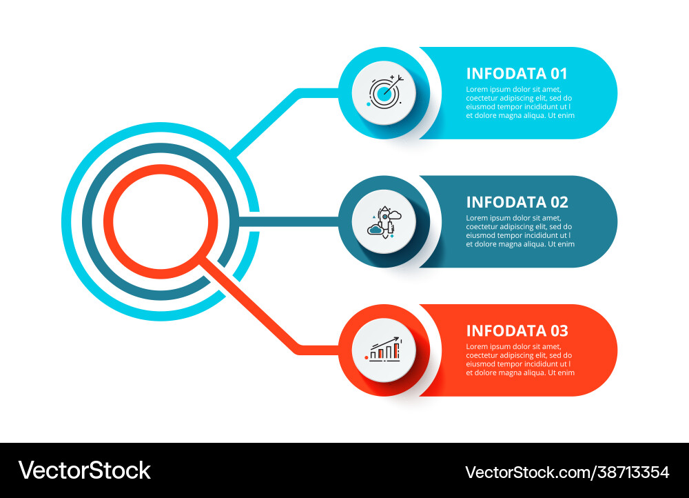 Business data visualization flowchart with 3 vector image