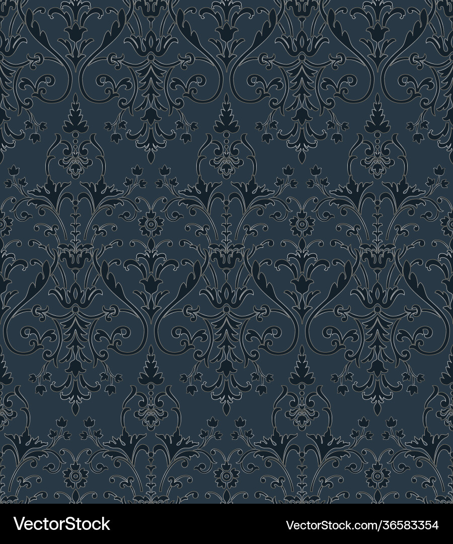 Damask seamless pattern element classical Damask seamless pattern element classical vector image