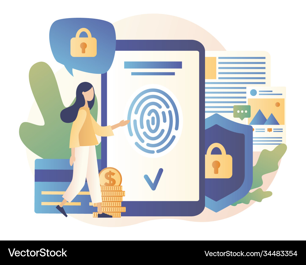 Data protection concept scan fingerprint Data protection concept scan fingerprint Vector Image