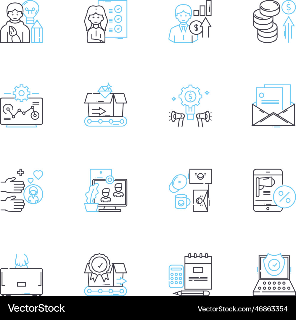 Dynamic vision linear icons set precision Dynamic vision linear icons set precision vector image