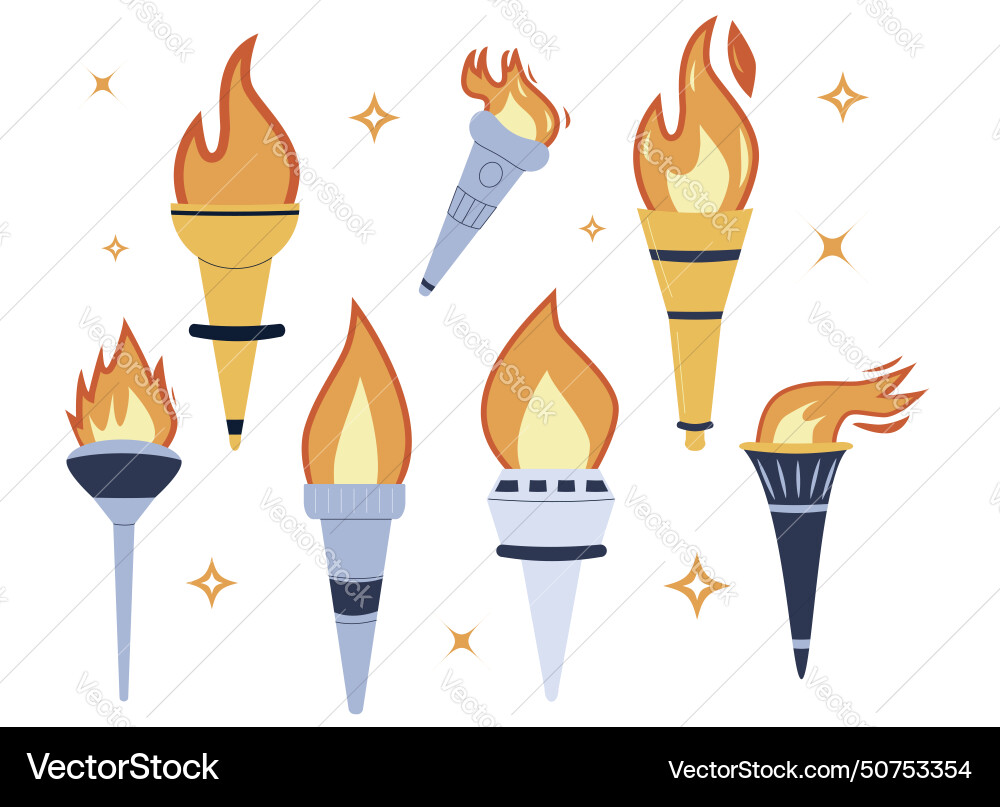 Flaming torch isolated on white background simple Vector Image