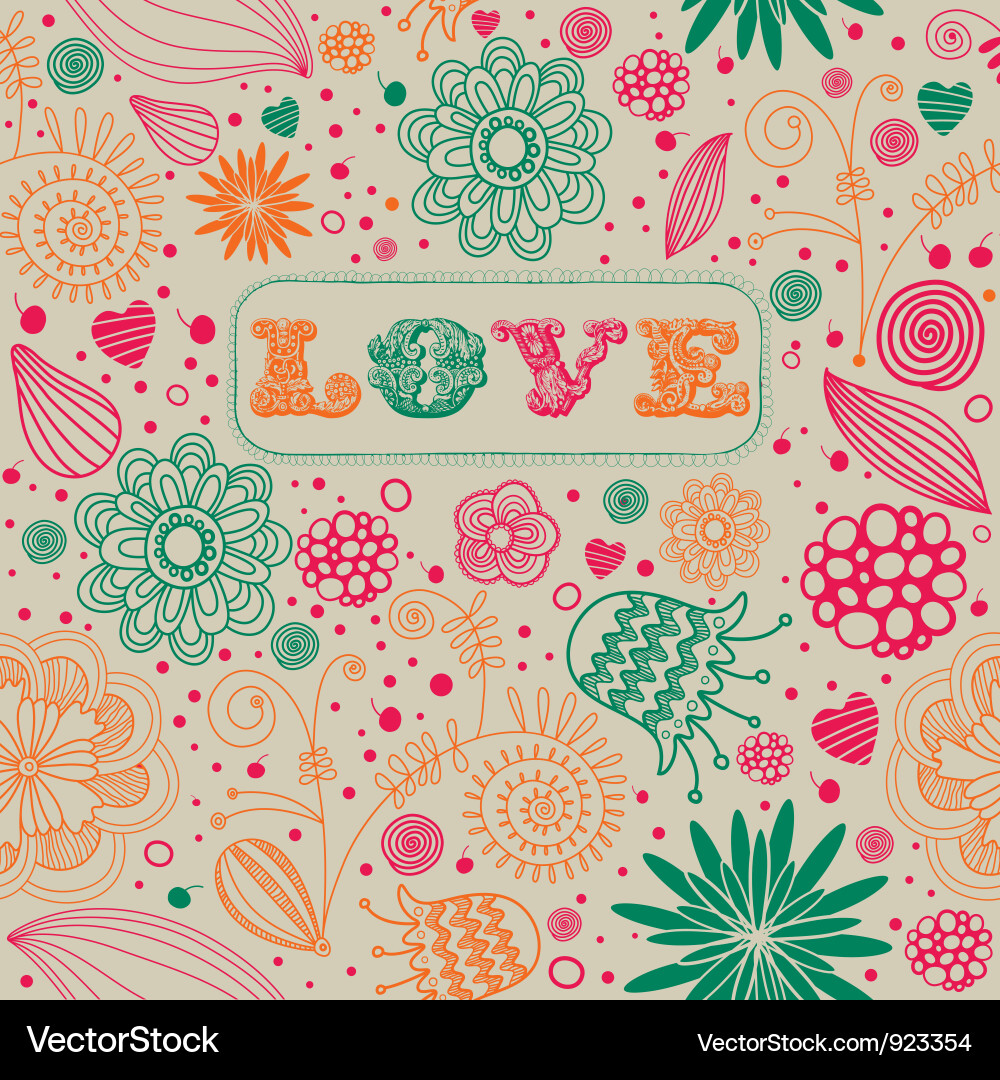 Floral Love Pattern Vector Image