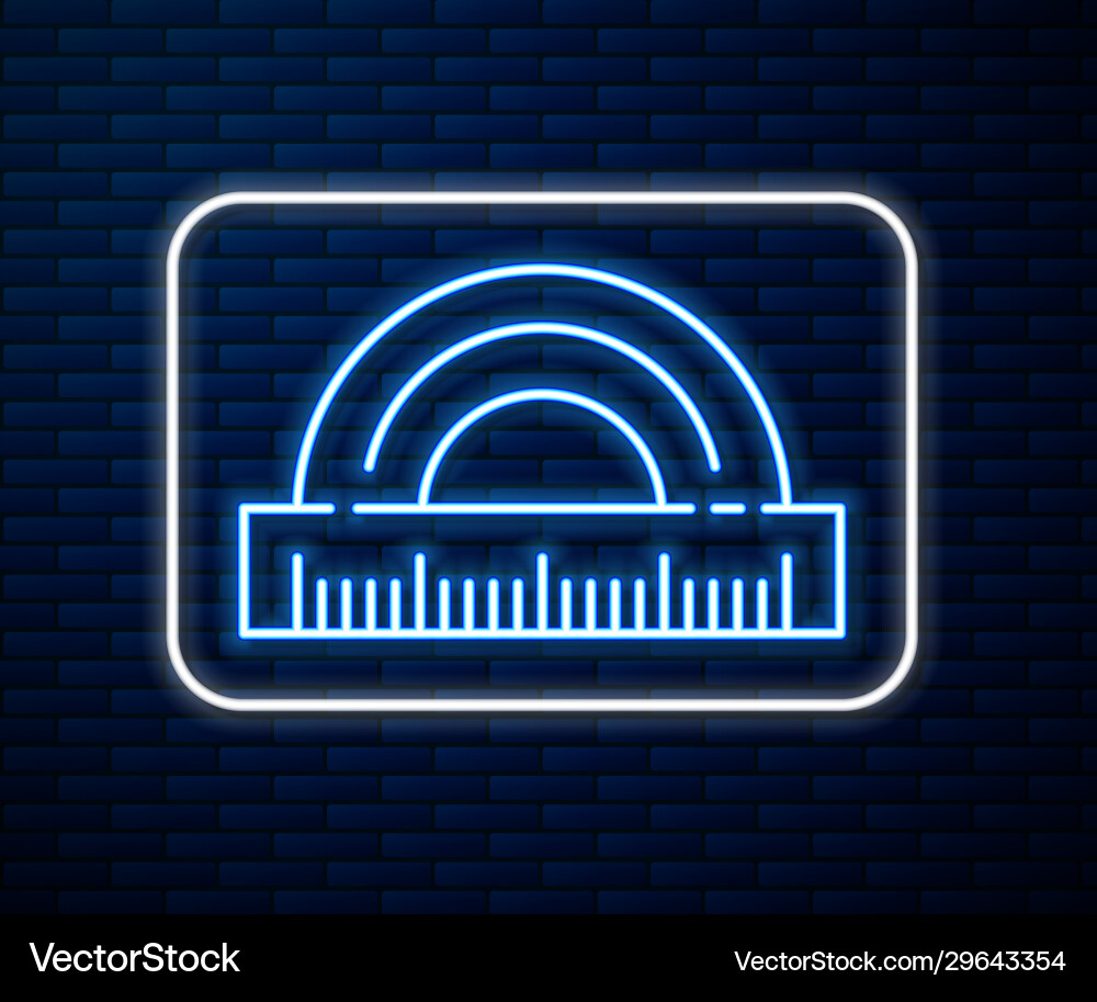 Glowing neon line protractor grid for measuring Glowing neon line protractor grid for measuring vector image