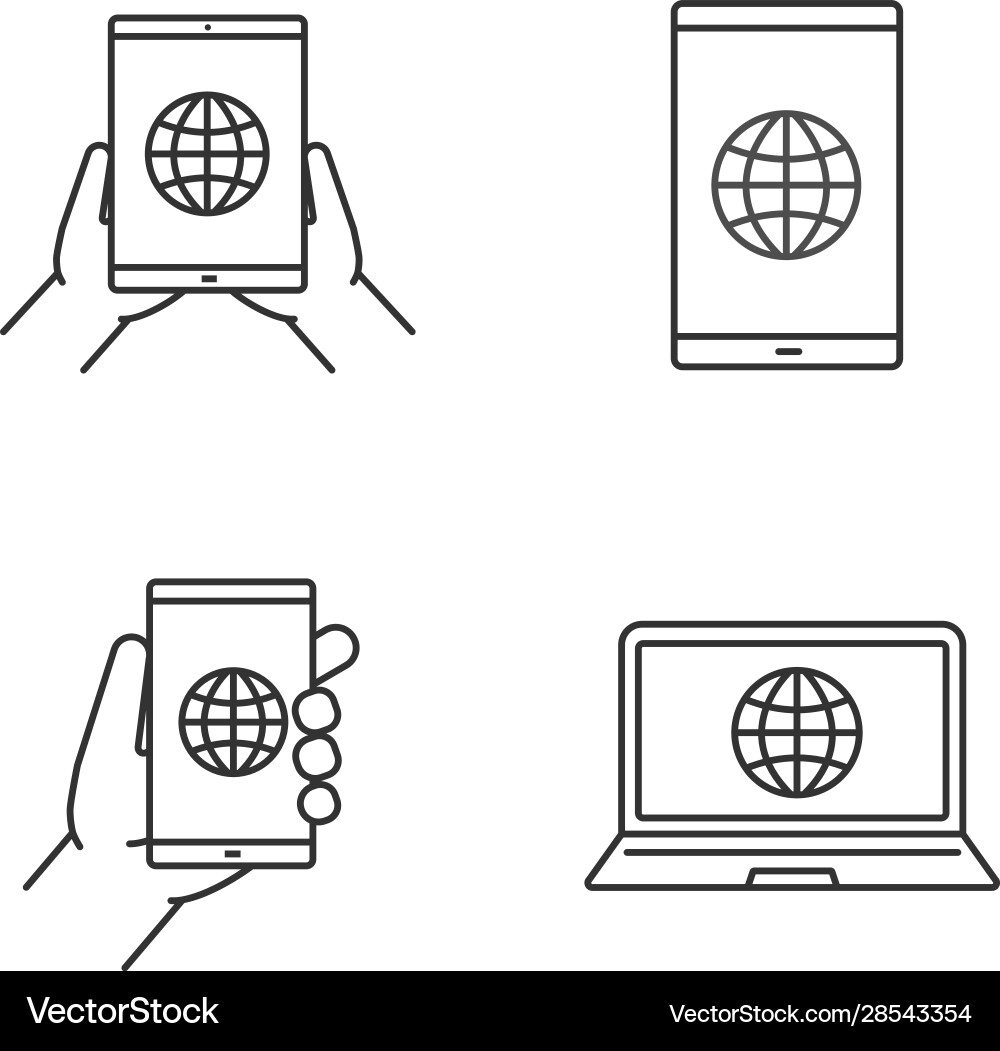 Internet connection linear icons set Internet connection linear icons set vector image
