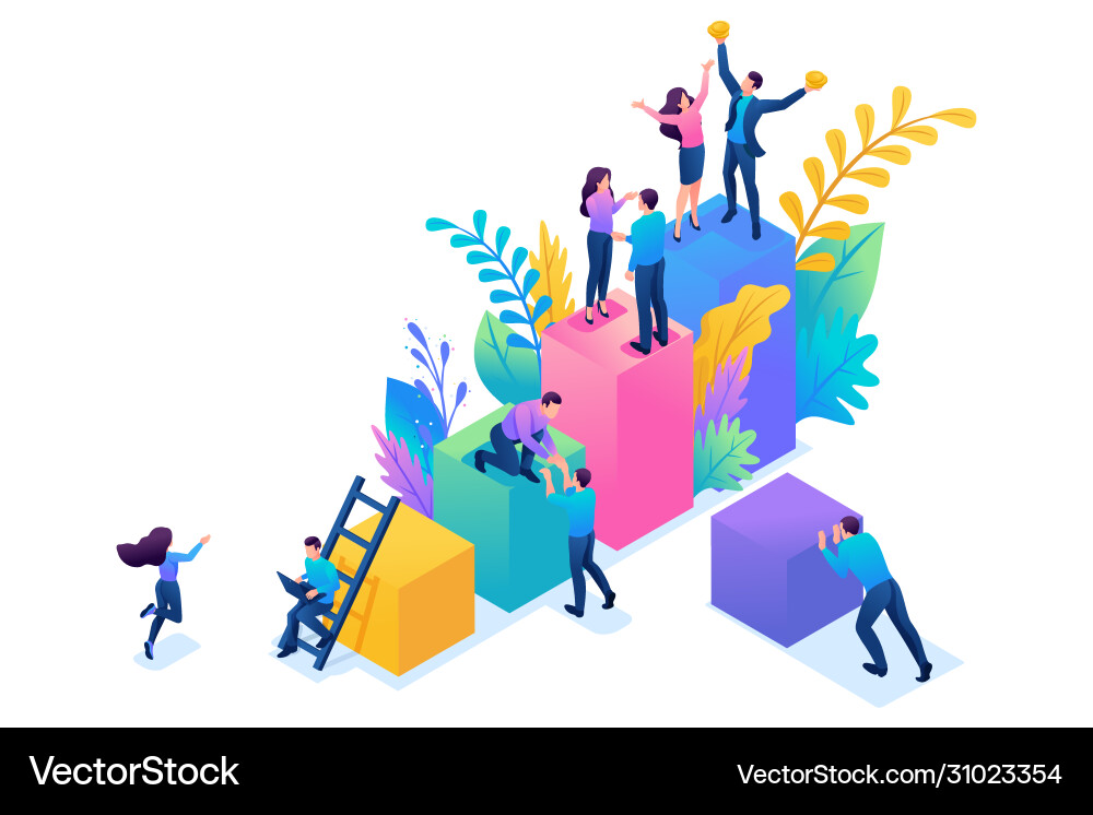 Isometric collect data for analysis web design vector image