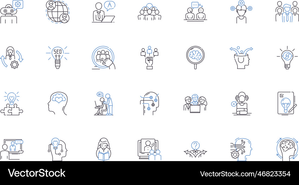 Logical minds line icons collection reasoning Logical minds line icons collection reasoning vector image