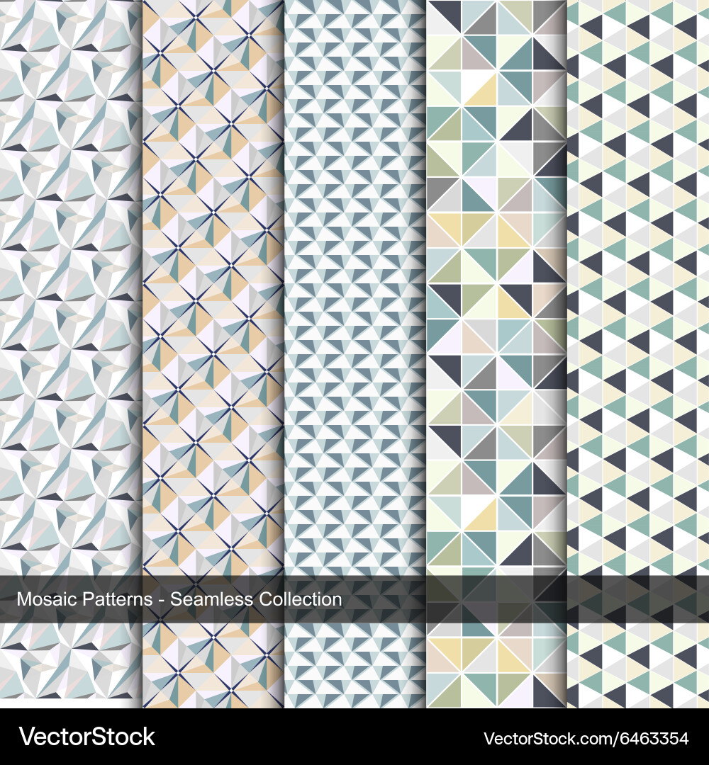 Mosaic colorful patterns - seamless collection Vector Image