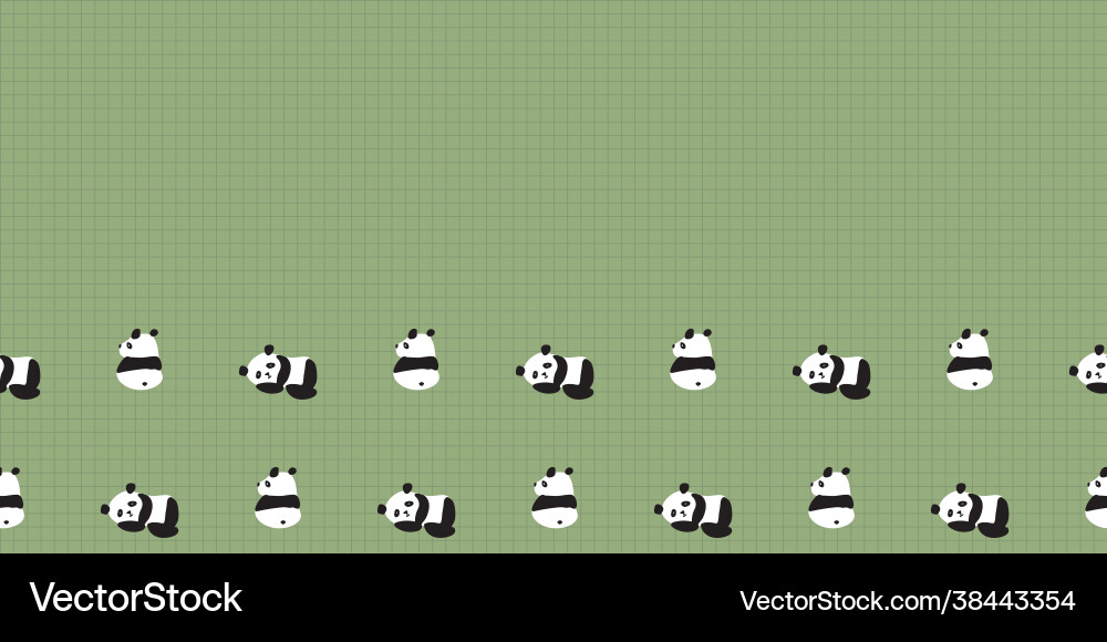 Panda squares frame border seamless pattern Panda squares frame border seamless pattern vector image