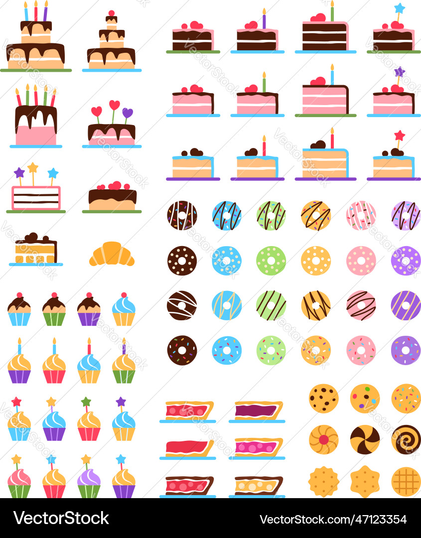 Pastry objects set on white background Pastry objects set on white background vector image